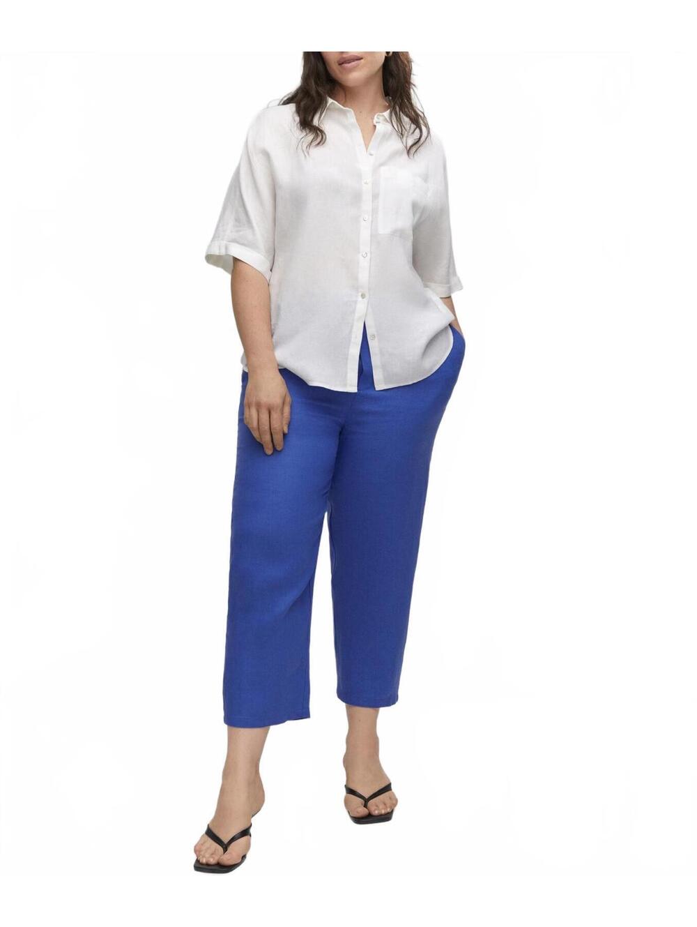 Mango 100% Linen Pants Blue NWT Size 4XL